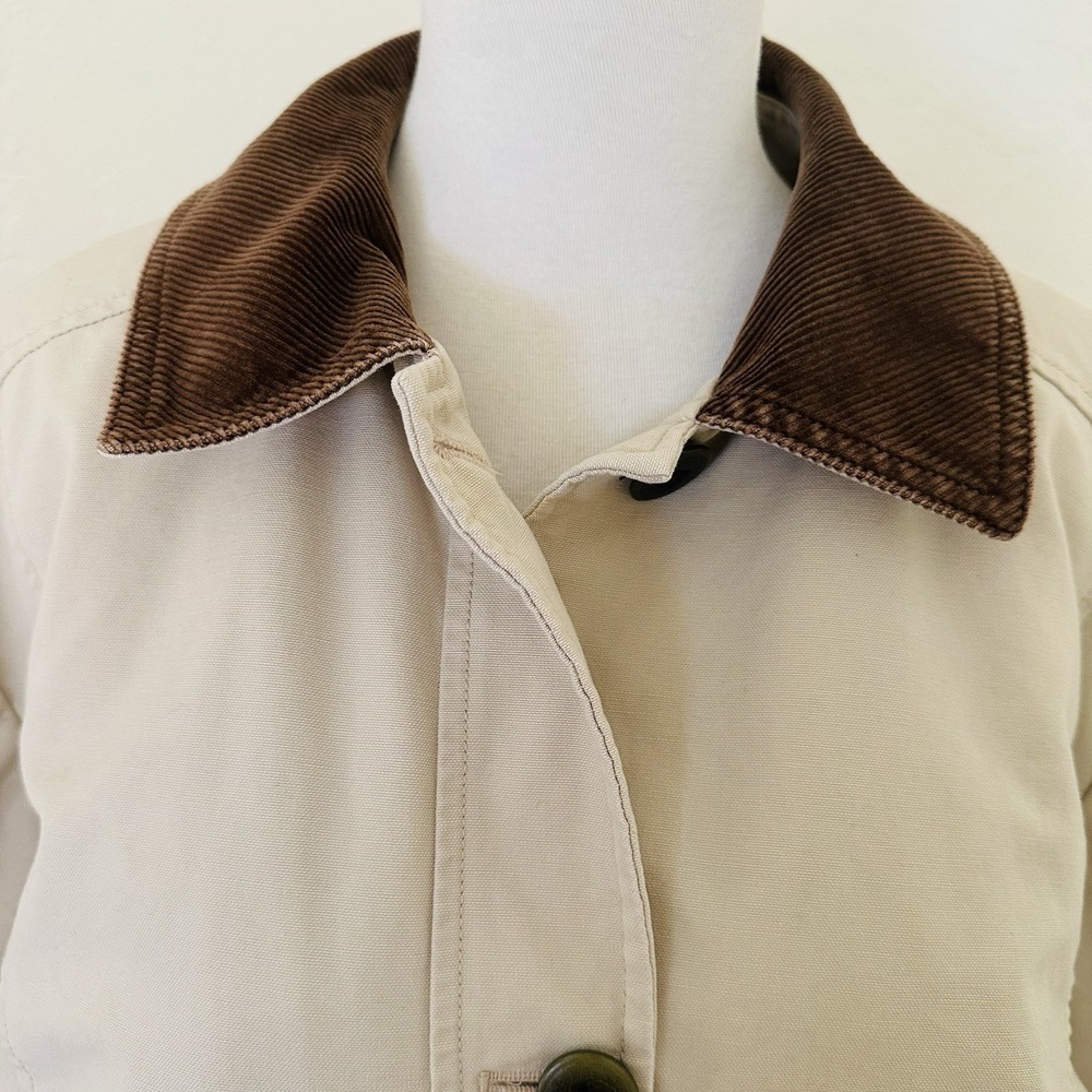 Vtg LL Bean Barn Jacket Womens 1X Tan Chore Field Quilt Lined Coat Thinsulate - Picture 3 of 13